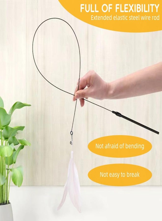 Qpets® Cat Toys, Cat Teaser Wand with Suction Cup Design, Hands-Free Interactive Self-Play Fun for Boredom & Exercise Pet Teaser Toy with Feather Teaser Toy (White) - Image 4
